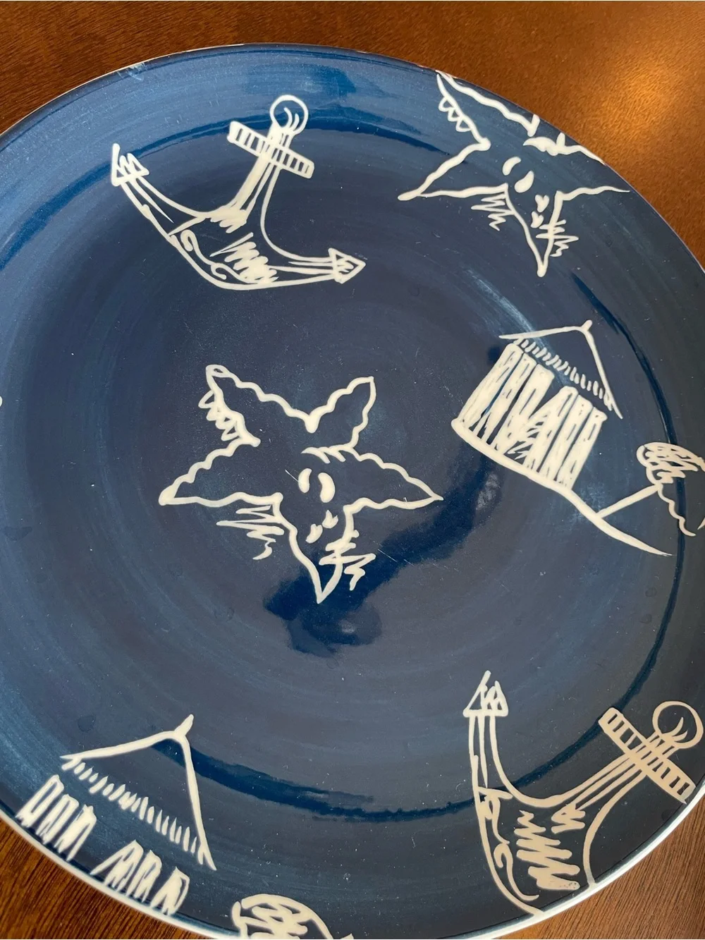 STARBUCKS HANDPAINTED NAUTICAL THEME Plates Set Beach Boat Ocean